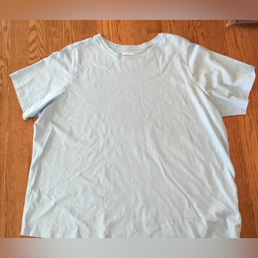 Women’s Plus Size Lands End Light Blue Short Sleeve Tee, 2x